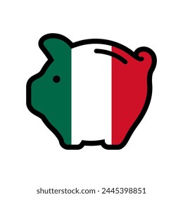 Flag of Mexico, piggy bank icon, vector symbol.