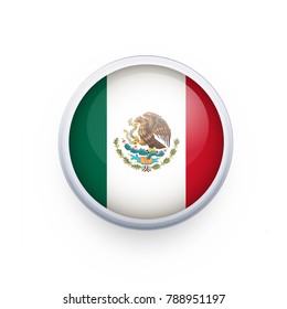 Flag of Mexico as round glossy icon. Button with Mexico flag. National flag for country of Mexico isolated, banner vector illustration. Vector illustration eps10.