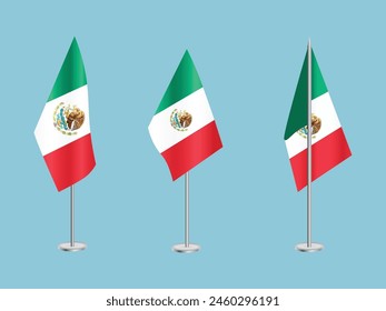 Flag of Mexico with silver pole