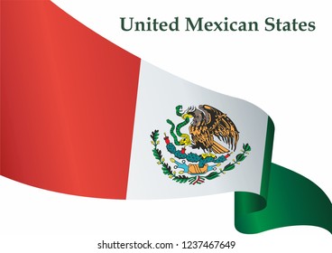 Flag of Mexico, United Mexican States. Template for award design, an official document with the flag of Mexico. Bright, colorful vector illustration.