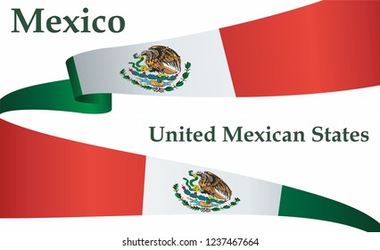 Flag of Mexico, United Mexican States. Template for award design, an official document with the flag of Mexico. Bright, colorful vector illustration.