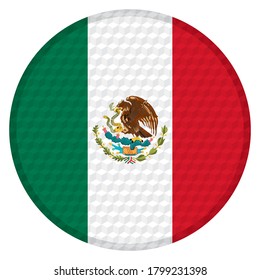 Ilustración Del Vector De La Bandera De México. Botón Bandera Mexicana Con Patrón De Cubo Aislado En Fondo Blanco