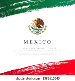 Flag of Mexico. Vector illustration on white background. Brush strokes drawn by hand. Independence Day.
