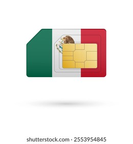 Flag of Mexico. Vector illustration of SIM Card with flag on white background