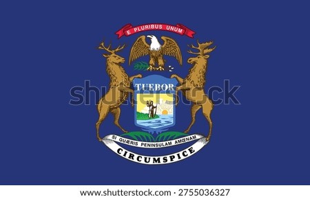Flag of Michigan, Official State Flag of Michigan Vector Illustration
