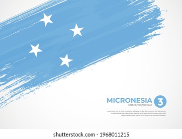 Flagge von Mikronesien mit kreativem, gemaltetem Pinselstrich, strukturiertem Hintergrund
