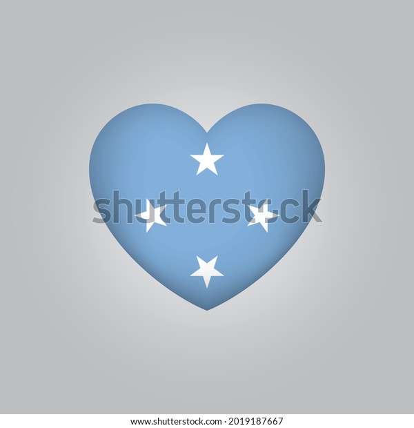 Flag of Micronesia in heart. Micronesian flag\
vector. Love Micronesia\
symbol