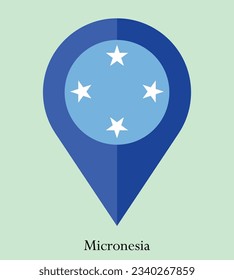 Bandera de Micronesia, icono del puntero del Mapa de la Bandera de Micronesia. Puntero de la bandera de la ilustración del vector.