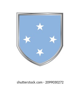 Flag of Micronesia with metal shield frame