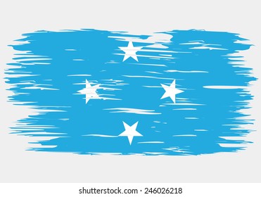 The flag of Micronesia. Painted brush colored inks. Symbol Independence Day National Patriotic Travel Country Background Grunge Paint Stock Vector Icon Logo Picture Image Illustration Political