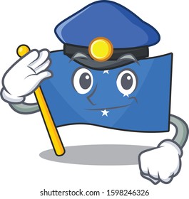 Flag micronesia Scroll Cartoon mascot style as a Police officer