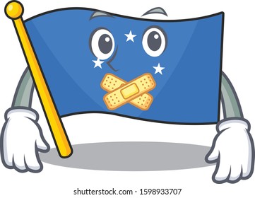 Flag micronesia Scroll mascot cartoon character design on silent gesture