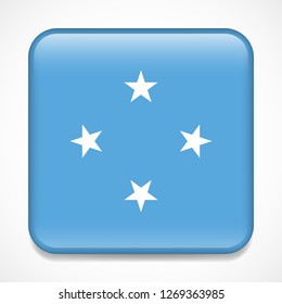 Flag of Micronesia. Square glossy badge