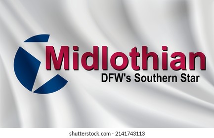 Flag Of Midlothian, Texas, USA. Realistic Waving Flag Of Midlothian Vector Background.