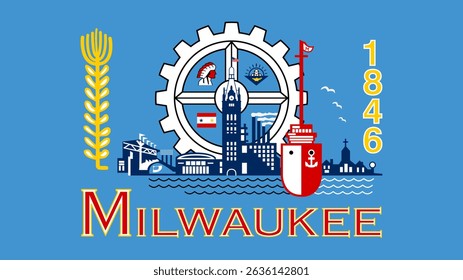 Flag of Milwaukee, 16:9 Format, Milwaukee Flag