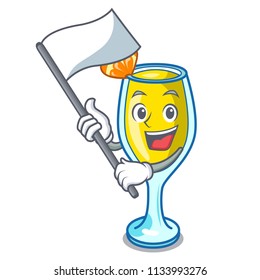 With flag mimosa mascot cartoon style
