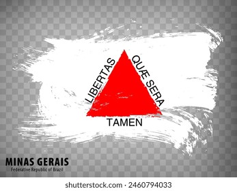 Flag of Minas Gerais from brush strokes. Federal Republic of Brazil. Waving Flag Minas Gerais of Brazil on transparent background for your web site design, app, UI. Brazil. Stock vector. EPS10.