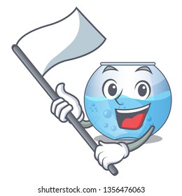 With flag miniature bowl aquarium in shape mascot