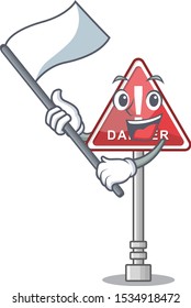 With flag miniature danger in shape of mascot
