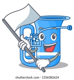 With flag miniature tuba in the shape cartoon