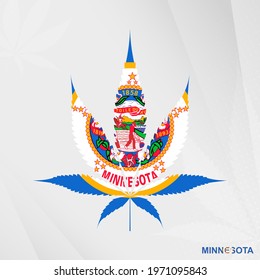 Flag of Minnesota in Marijuana leaf shape. The concept of legalization Cannabis in Minnesota. Medical cannabis illustration.