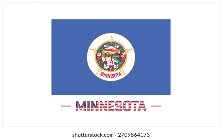 Flag of MINNESOTA on a white background, Editable Vector illustration of MINNESOTA flag, National Day design, Flag of MINNESOTA flat design, State of USA