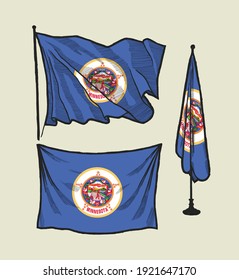Flagge von Minnesota am Wind und an der Wand