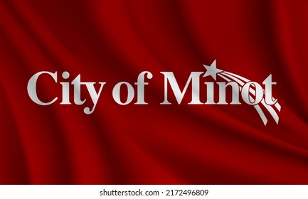 Flag of Minot, North Dakota, USA. Realistic waving flag of Minot vector background.