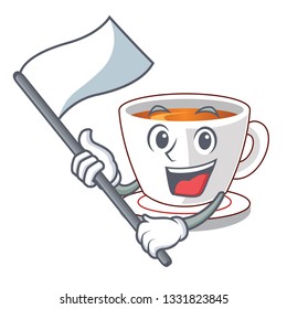 With flag mint tea in a cartoon cup