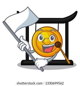 With flag minuatur golden gong in cartoon shape