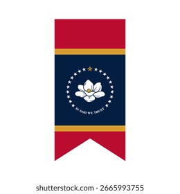 Flagge von Mississippi. Mississippi vertikale Flagge Symbol digitale Vektorgrafik. Die hängende Flagge.