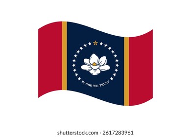 Flag of Mississippi. Mississippi wavy flag digital vector illustration. Fluttering flag.