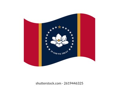 Flag of Mississippi. Mississippi wavy flag digital vector illustration. Fluttering flag.
