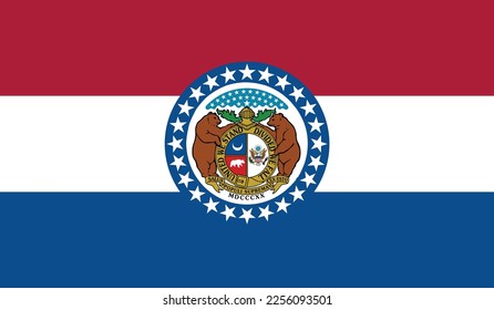 Bandera de Misuri, Estado de Missouri, Bandera del Estado de los Estados Unidos de América Ilustración vectorial Missouri, Estado de Misuri, Estados Unidos de América. Estados Unidos. Estados Unidos de América