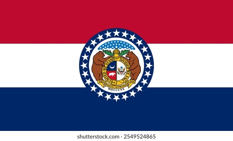 Flag of Missouri, USA, 16:9 Format, Missouri Flag, Vector Images
