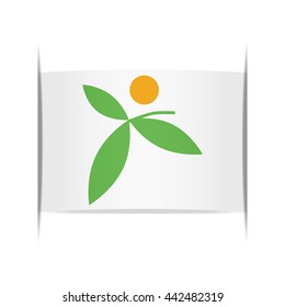 Flag of Miyawaka (Fukuoka Prefecture, Japan). Vector illustration of a stylized flag. The slit in the paper with shadows. Element for infographics.