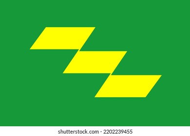 Bandera de la Prefectura de Miyazaki (Japón) vector, escalera amarilla y verde, amarilla
