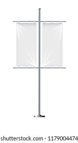 Flag mockup. Banner flag templates. Set of vector advertising flags. Black and white blank vertical flags. Realistic vector illustration.
