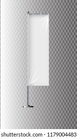 Flag mockup. Banner flag templates. Set of vector advertising flags. Black and white blank vertical flags. Realistic vector illustration.