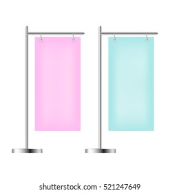 Flag mockup. Banner  templates. Set of vector advertising flags. Realistic vector illustration.