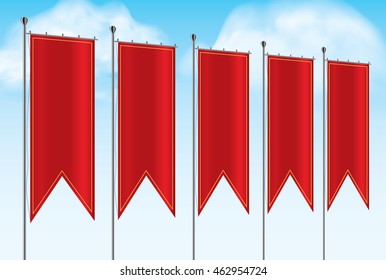 Flag mockup, Blank advertising flags or billboards vector template illustration