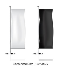 Flag mockup, Blank advertising flags or billboards vector template illustration