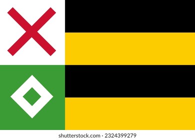 Flag of Moerdijk Municipality (North Brabant or Noord-Brabant province, Kingdom of the Netherlands, Holland) 