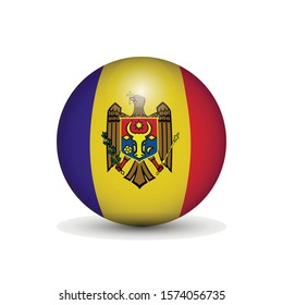 Flag of Moldova in the form of a ball isolated on white background.