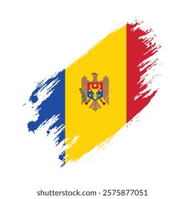 Flag of Moldova Grunge Brush Stroke Style Vector