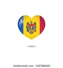 Flag of Moldova heart 3d, Moldova Flag template design. Vector Eps 10