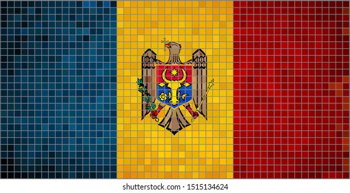 Flag of Moldova - Illustration, 
Abstract grunge mosaic vector