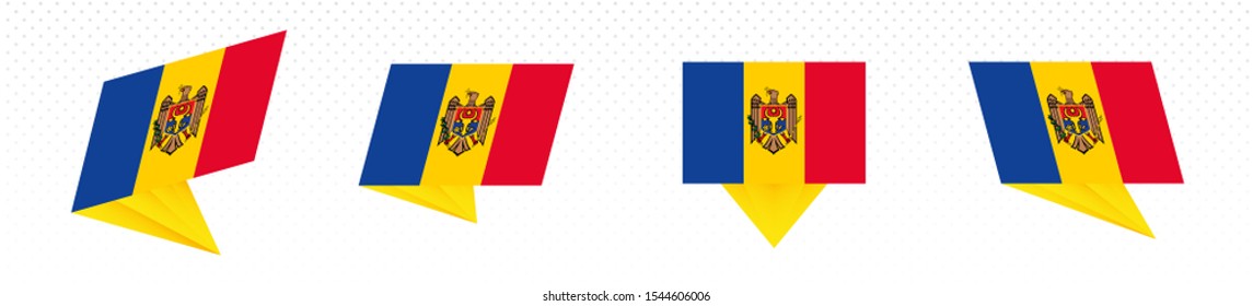 Flag of Moldova in modern abstract design, vector flag set.