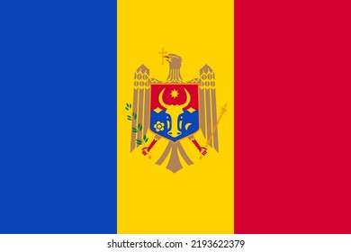Flag of Moldova. Moldavian national banner and patriotic symbol. Official colors. Flat vector illustration.
