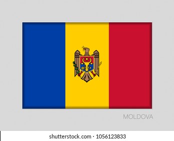 Flag of Moldova. National Ensign Aspect Ratio 2 to 3 on Gray Cardboard